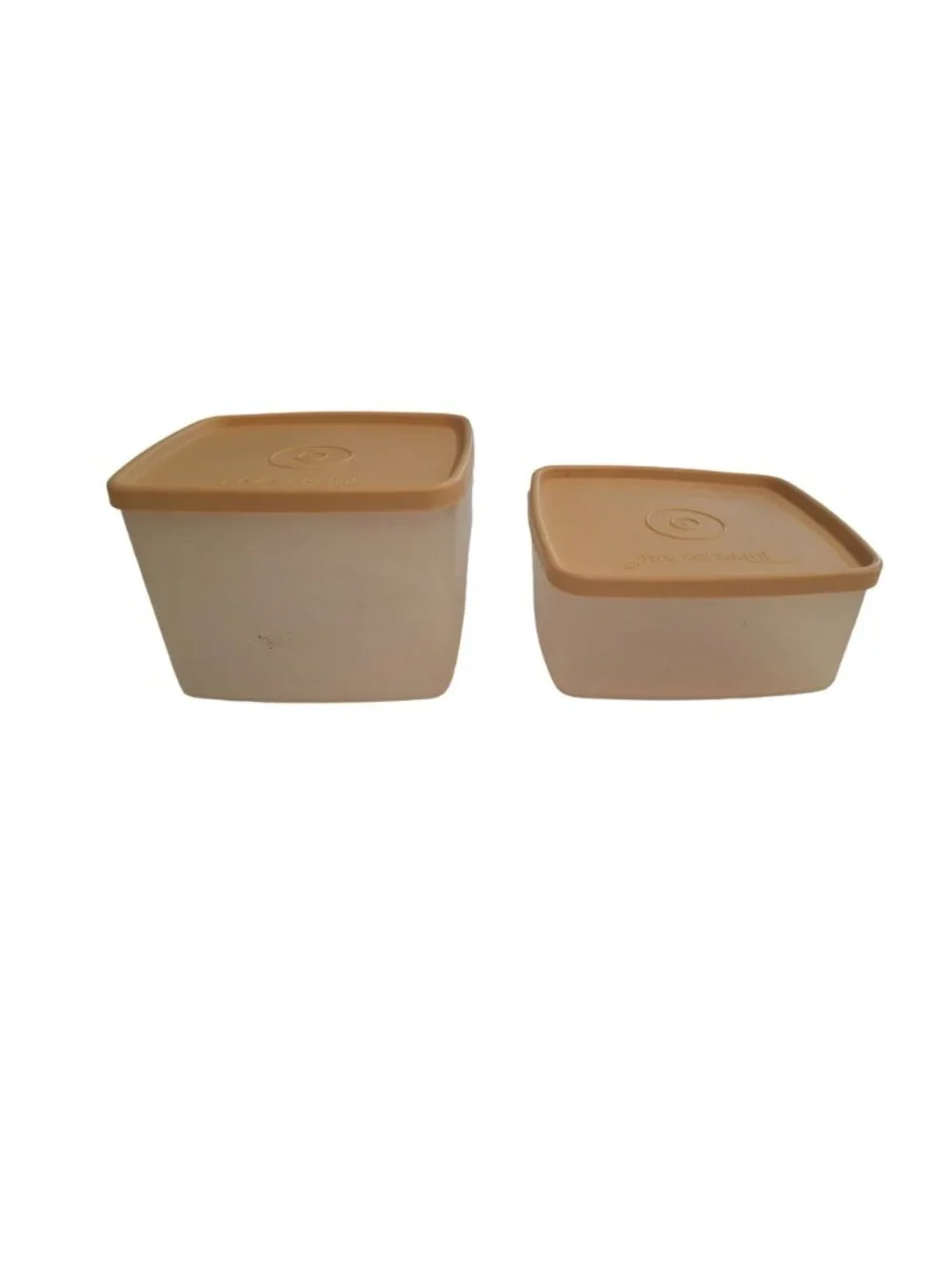 BasicVintage Tupperware Square Containers Set 2 Almond Lids Retro MCM Kitchen